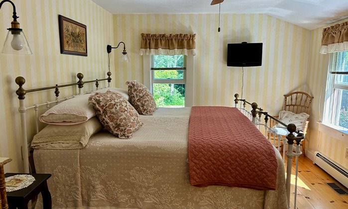 Decorative pillows on guest room bed