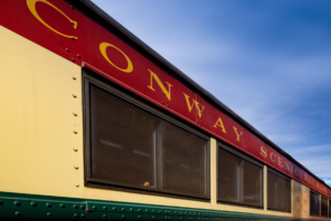 a closeup of the Conway Scenic Railroad